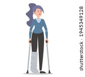 woman on crutches with a broken ... | Shutterstock .eps vector #1945349128