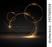gold rings with glow and sparks ... | Shutterstock .eps vector #1907085028