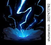 Blue lightning hit effect on black background