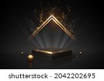 black and gold podium with... | Shutterstock .eps vector #2042202695