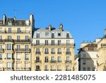 Hausmannian Buildings on Ile Saint Louis , Europe, France, Ile de France, Paris, in summer on a sunny day.