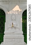 Small photo of BANGKOK, THAILAND - May 10, 2023 : The White Marble Buddha Statue located in the Buddhist temple area for people to pay obeisance.