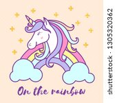 cute unicorn cartoon character... | Shutterstock .eps vector #1305320362