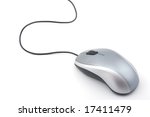 gray computer mouse with cable on white background