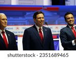 Small photo of Milwaukee, Wisconsin USA - August 23rd, 2023: Ron DeSantis The Governor of Florida participated in the 2024 first Republican Debate.