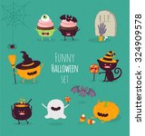 funny halloween set magic... | Shutterstock .eps vector #324909578