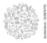 seafood vector flat line icons... | Shutterstock .eps vector #425876752