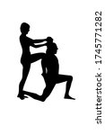 silhouette exercise. black and... | Shutterstock . vector #1745771282