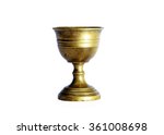 Ancient chalice of copper on white background