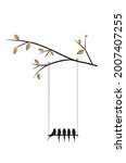 birds on swing on branch ... | Shutterstock .eps vector #2007407255