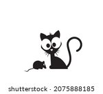 funny cat silhouette and mouse  ... | Shutterstock .eps vector #2075888185