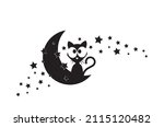 cat silhouette on moon with... | Shutterstock .eps vector #2115120482