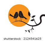birds couple on branch on... | Shutterstock .eps vector #2124541625