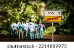 Small photo of Street Sign the Direction Way to Cool versus Uncool