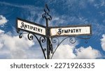 Small photo of Street Sign the Direction Way to Sympathy versus Antipathy