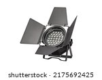 Small photo of STAGE SPOTLIGHT FOOTLIGHT. LED Theatre Footlight Spotlight Lamp Light and Barn Doors. LED Theatre Stage Lighting. Theatre Lights. Video Film Studio Production Staging. Concerts. Clipping Path in JPEG