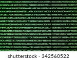 Small photo of A set of random hexadecimal numbers captured from an LCD screen created with a spreadsheet program with glowing green letters on a black background