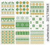 nordic knit seamless pattern... | Shutterstock .eps vector #2071758065