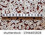 Small photo of Accreditation word concept on cubes for articles