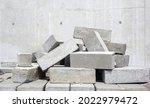 A Pile Of Cement Type Bricks....