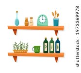 kithcen shelves with art... | Shutterstock .eps vector #1973369978