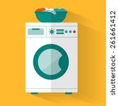 washing machine with basket.... | Shutterstock .eps vector #261661412