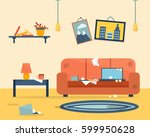 dirty and clean room. disorder... | Shutterstock .eps vector #599950628