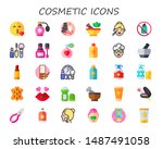 cosmetic icon set. 30 flat... | Shutterstock .eps vector #1487491058