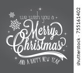 merry christmas lettering card | Shutterstock .eps vector #755161402
