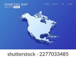 north america map white on blue ...