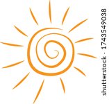 Spiral Sun Drawn Vector Icon...