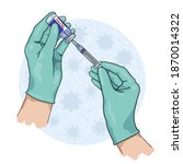 the hands of a health worker... | Shutterstock .eps vector #1870014322
