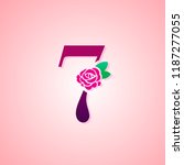 letter 7 with rose flower for... | Shutterstock .eps vector #1187277055