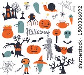 set of vector halloween cute... | Shutterstock .eps vector #1500336092