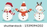 The collection of snowman wear a winter theme. Graphic resource about winter and christmas for content , banner, sticker label and greeting card.