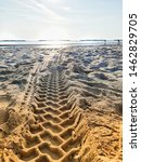 Large Truck Tire Tracks In Sand ...