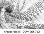 Small photo of python skin silk fabric, white and black pattern, african theme, fark, sable, ebon, smutty Texture. Background.