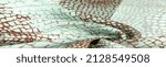 Small photo of python skin silk fabric, brown pattern, african theme, fulvous, lurid, grayish-brown. Texture. Background.