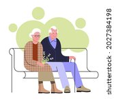 Elderly Couple Is Sitting On A...
