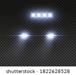 realistic car headlights. night ... | Shutterstock . vector #1822628528