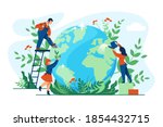 planet ecology concept. cartoon ... | Shutterstock .eps vector #1854432715