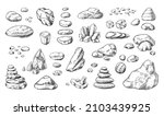 hand drawn rocks. gravel stones ... | Shutterstock .eps vector #2103439925