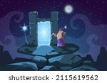 wizard and portal scene.... | Shutterstock .eps vector #2115619562
