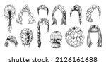 hand drawn haircut. female wig... | Shutterstock .eps vector #2126161688