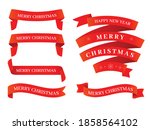 christmas red ribbon set in... | Shutterstock .eps vector #1858564102