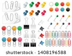 pins paper clips. push pins... | Shutterstock .eps vector #1408196588