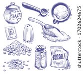 hand drawn sea salt. salting... | Shutterstock .eps vector #1702624675