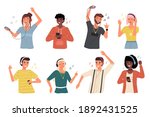 people with headphones. happy... | Shutterstock .eps vector #1892431525