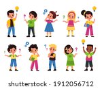 thoughtful kids. children with... | Shutterstock .eps vector #1912056712