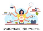 domestic tasks woman.... | Shutterstock .eps vector #2017983248